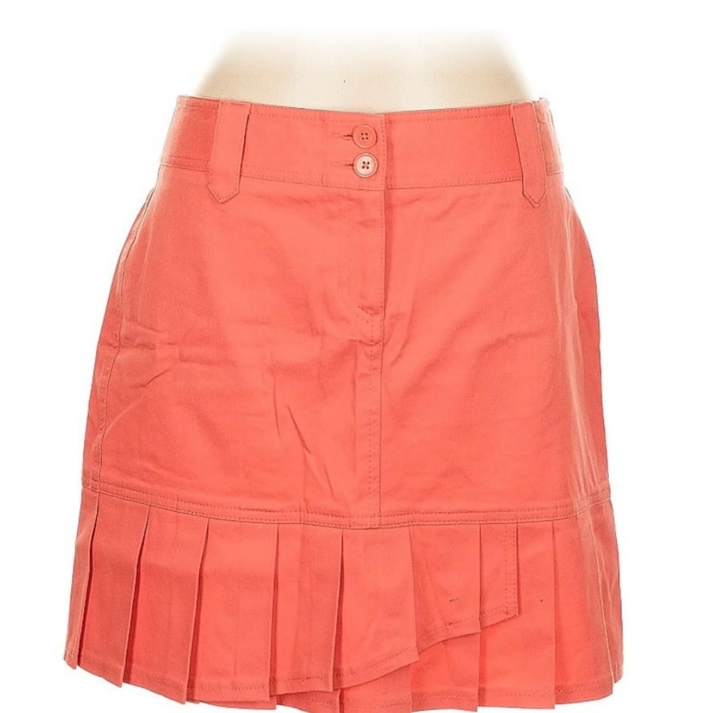 LOFT Coral Skater Skirt with Pleats